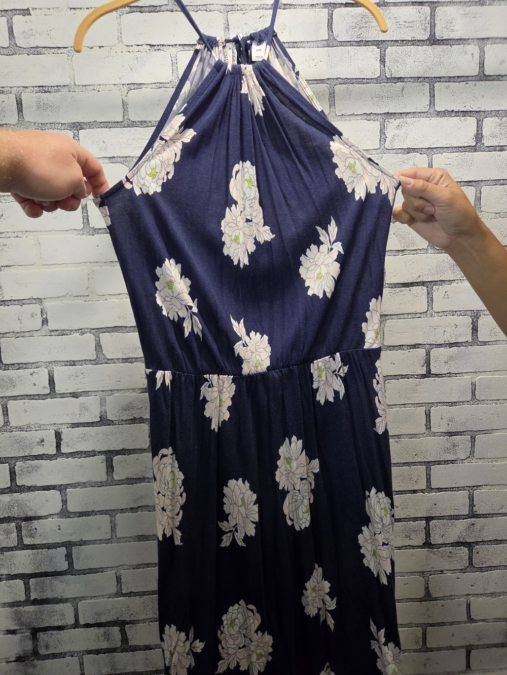 Old Navy Navy Floral Halter Maxi Dress